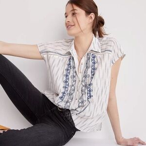 Anthropologie Pilcro Embroidered Sleeveless Shirt Size XS